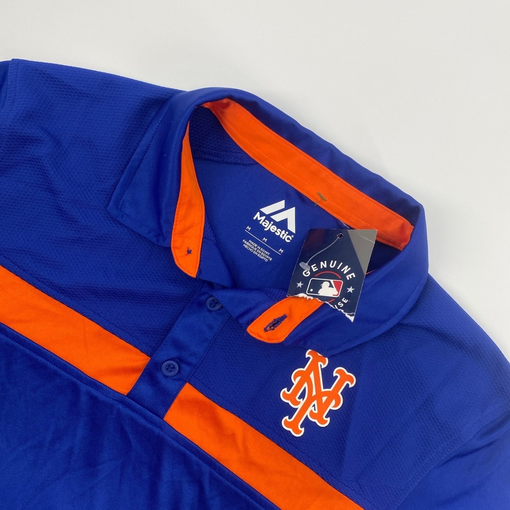 NEW New York Mets Polo Shirt Mens Medium Blue MLB Performance Sporty Baseball
